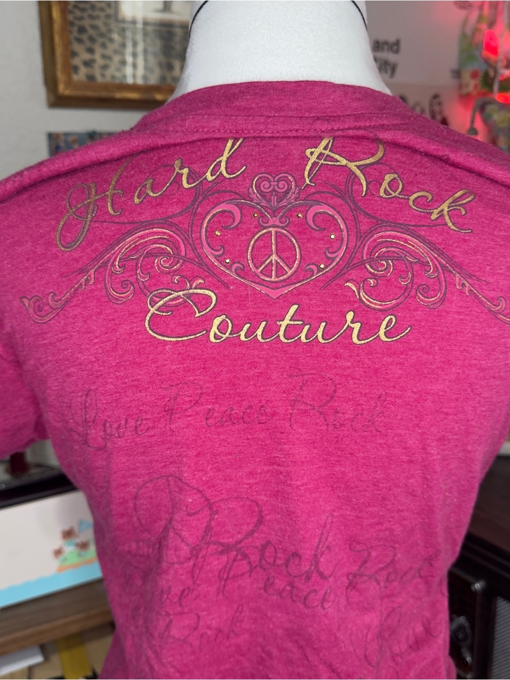 Y2K Hard Rock Couture Phoenix Women's Pink Graphic Tee - Picture 8 of 10
